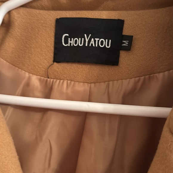 chouyatou Women Elegant Notched Collar Double Breasted Wool Blend Over Coat - Picture 4 of 4